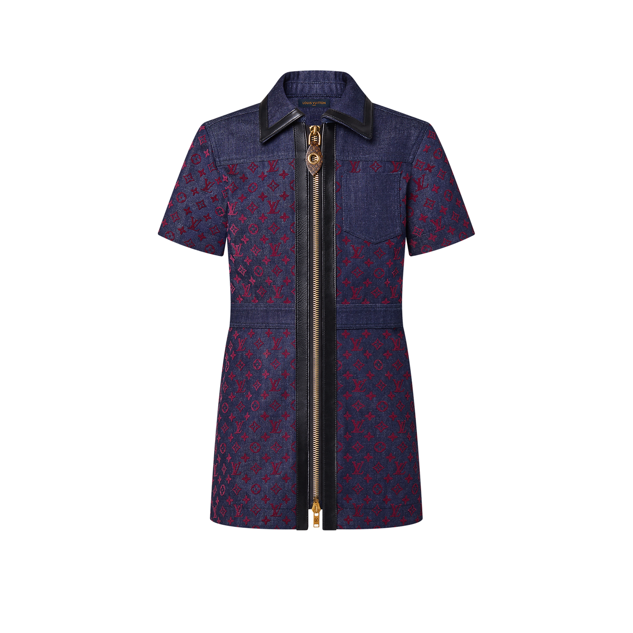 Flocked Monogram Denim ZipUp Dress Women ReadytoWear LOUIS